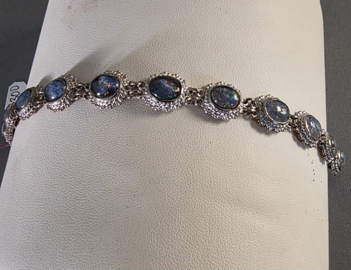 SGF Thailand 925 Sterling Silver And Opal Bracelet