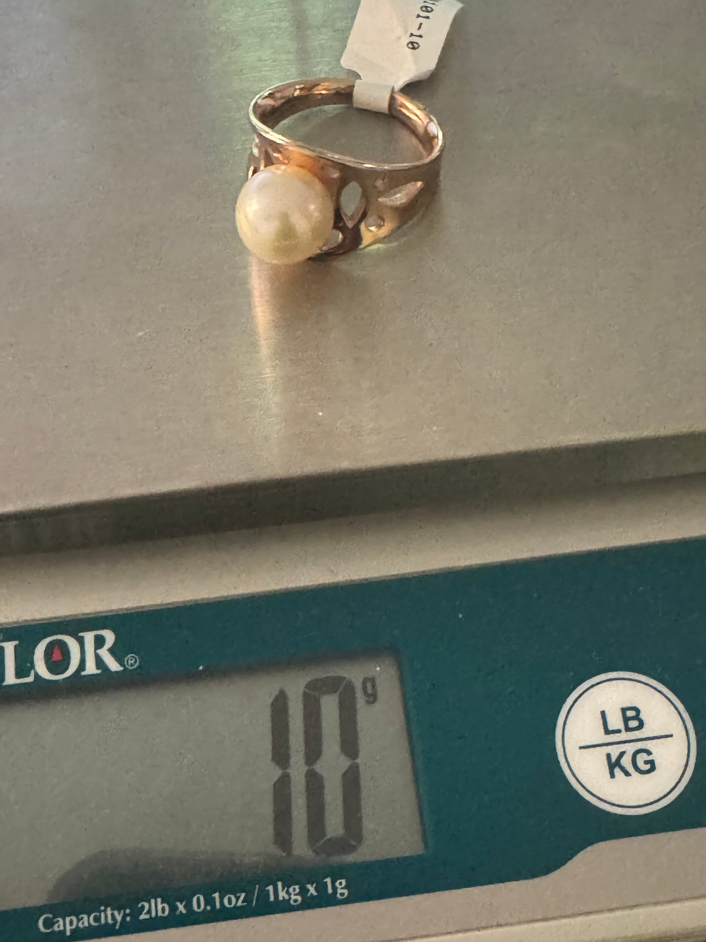 Round Cut Freshwater Cultured Pearl Solitaire Gold Plated Ring