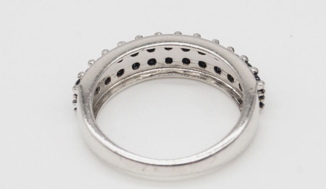 Black Spinel Eternity Band Ring in Sterling Silver