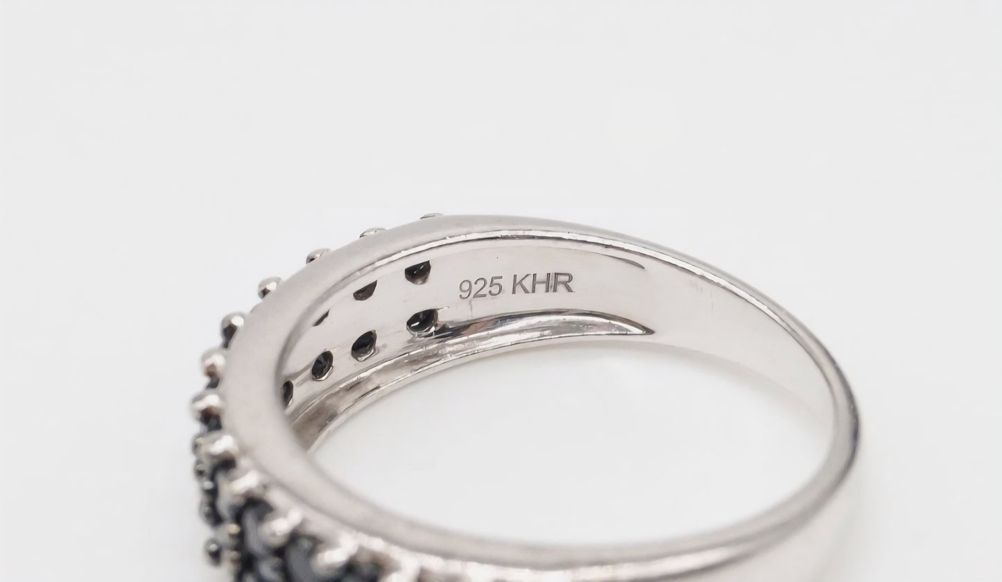 Black Spinel Eternity Band Ring in Sterling Silver