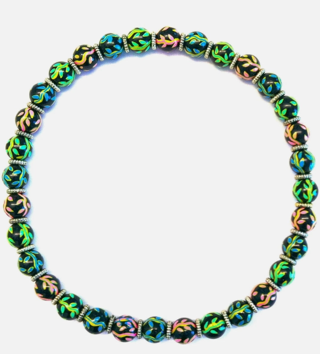 Angela Moore Green Blue Pink Yellow Orange Necklace