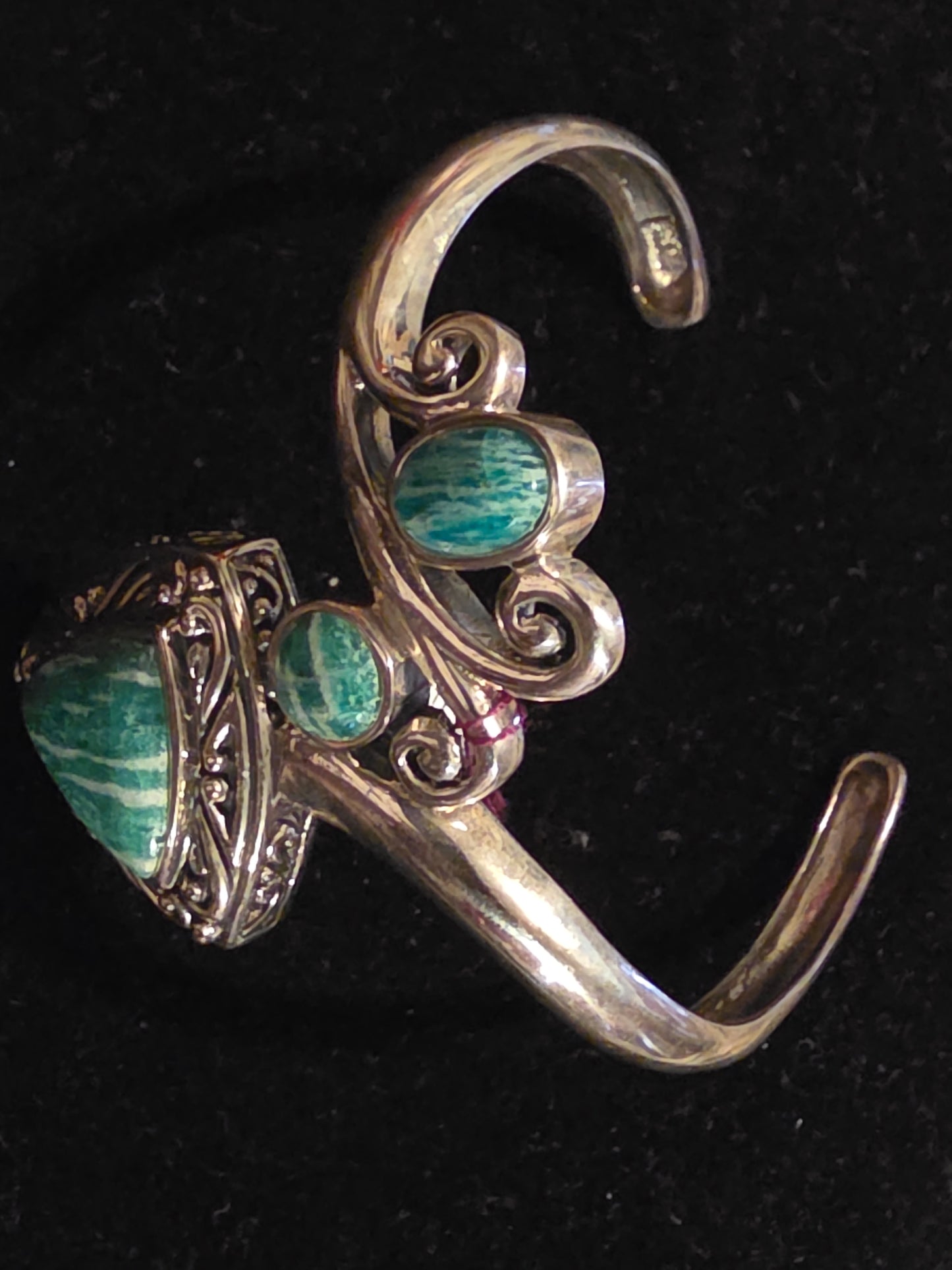 Sterling Silver Cuff Chunky Bracelet Amazonite Thailand NK 925 SHIPS FREE 6.5