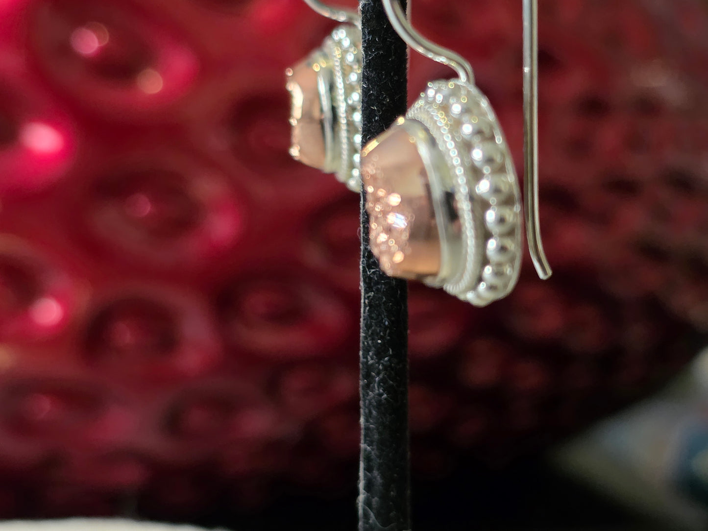 Rose Gold Druzy Earrings in Sterling Silver, Natural Crystals, Copper Colour, Real, Genuine, Sparkly Stones, Simple Drops