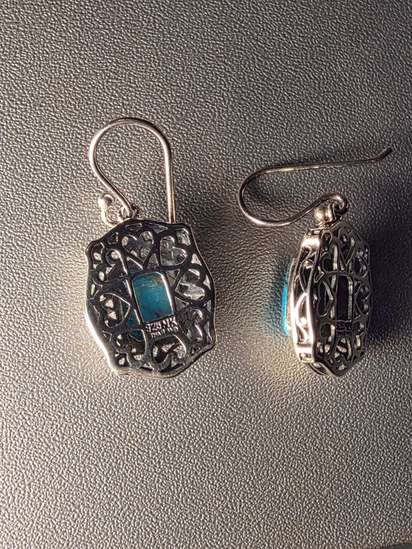 Turquoise Sterling Silver Rope Braid Framed Drop Earrings