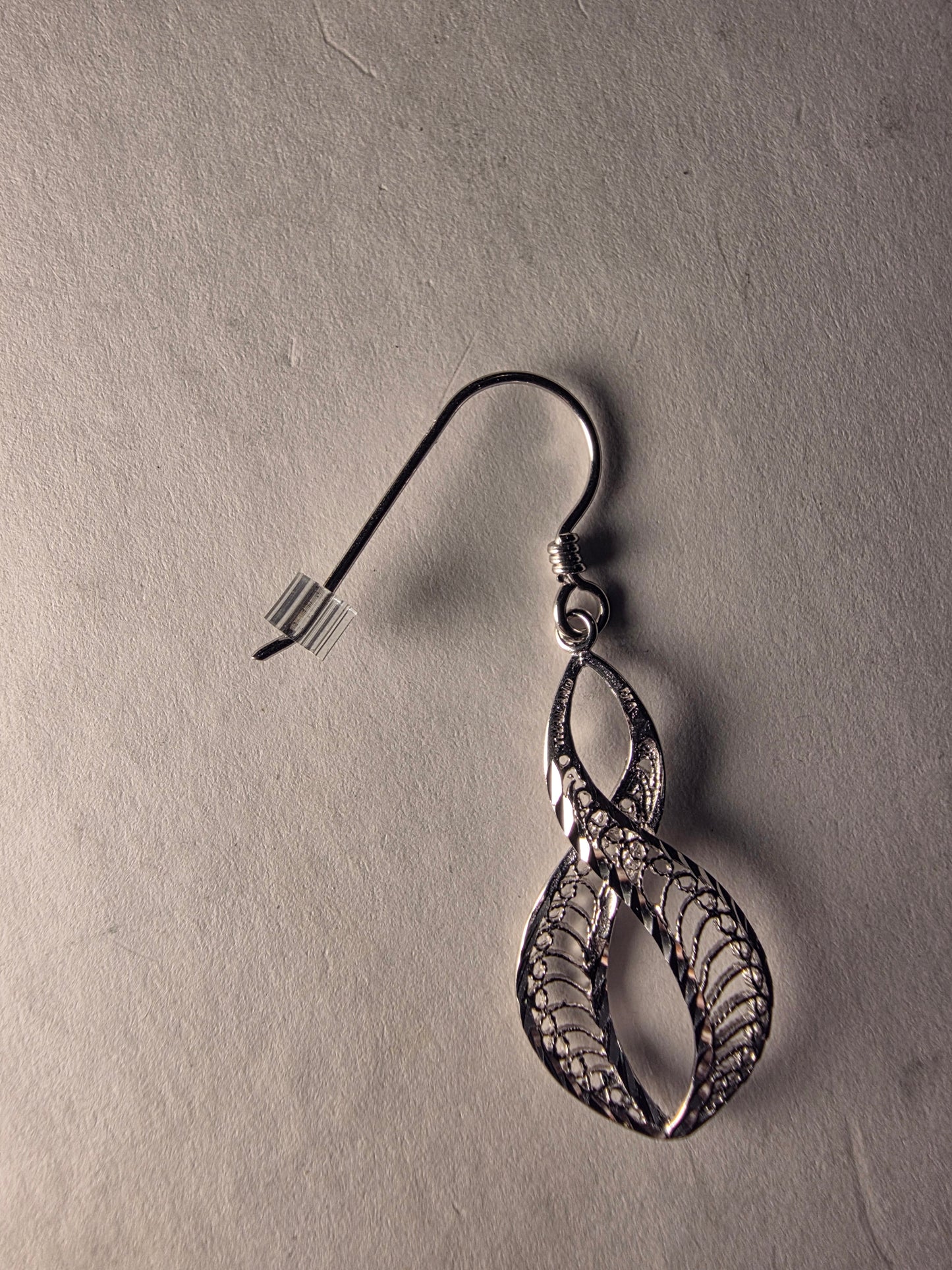 Thialand Sterling Silver Shiny Wavy Filigree Dangle Hook Earrings set