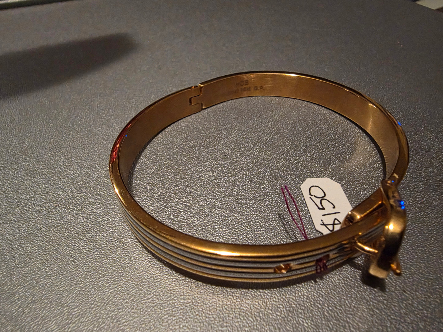 Belt Buckle Bangle, Vintage in Gold Tone Bracelet/Bangle