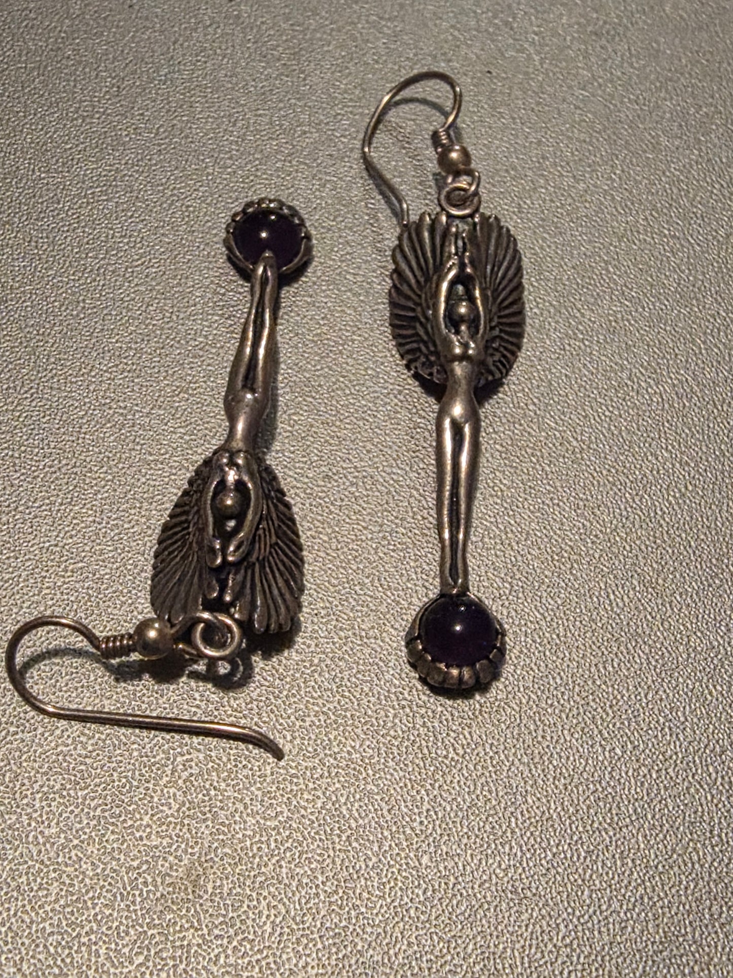 Winged Dancer Goddess Earrings in Sterling Silver