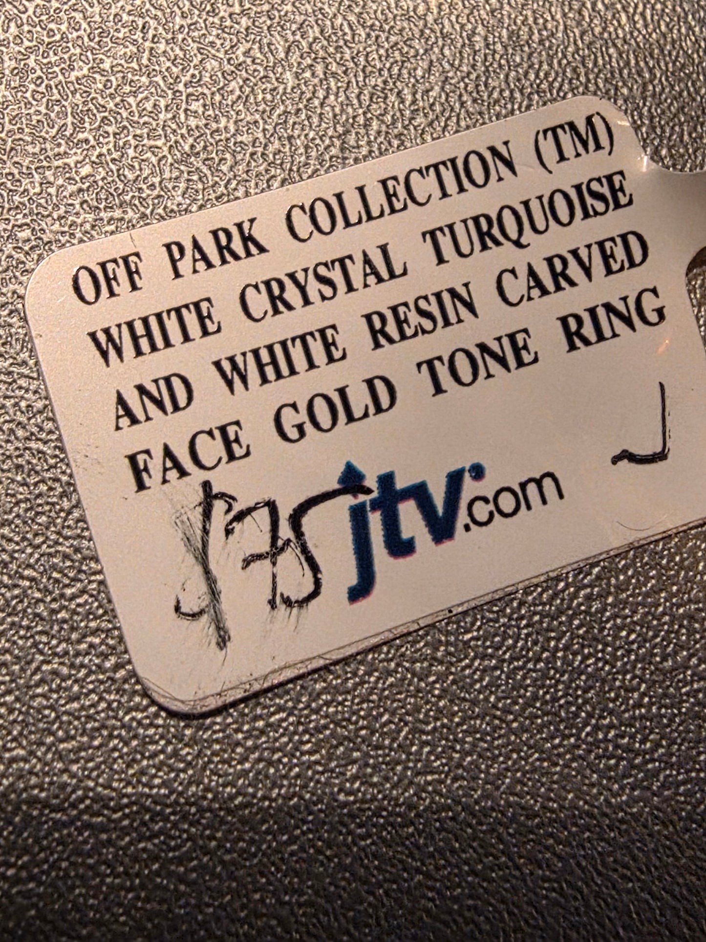 JTV Off Park Collection Carved Face Ring White Crystal Turquoise & White