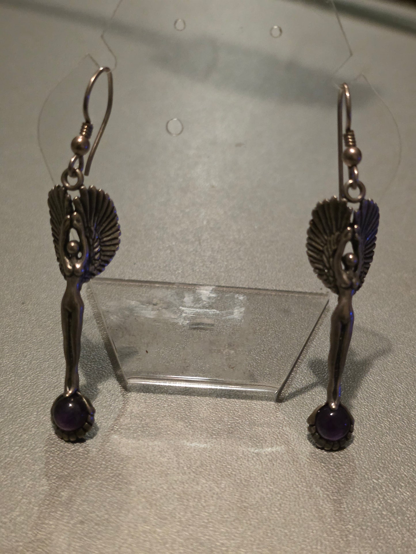 Winged Dancer Goddess Earrings in Sterling Silver