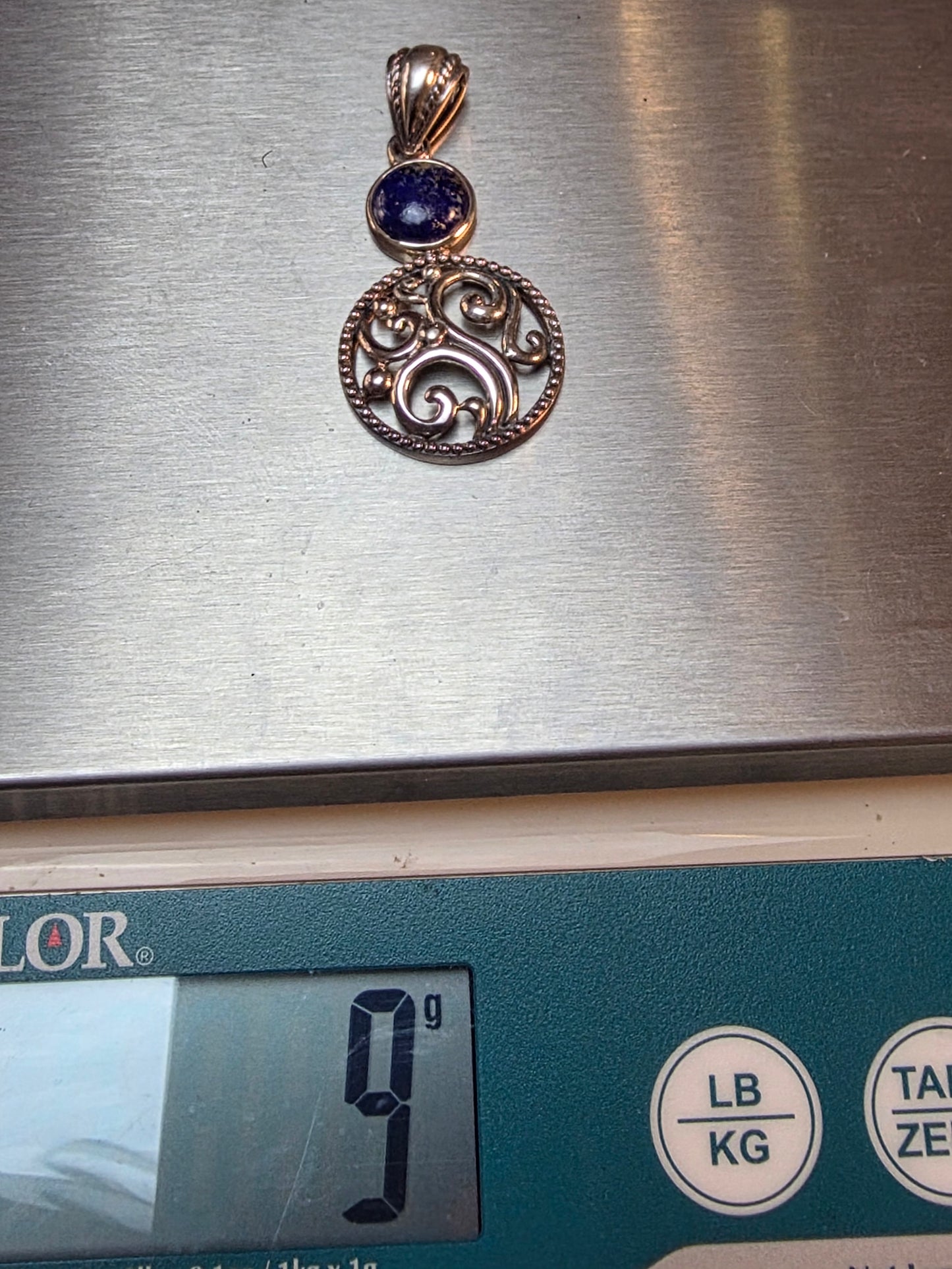 Sterling Silver Dark Blue Lapis Lazuli Pendant