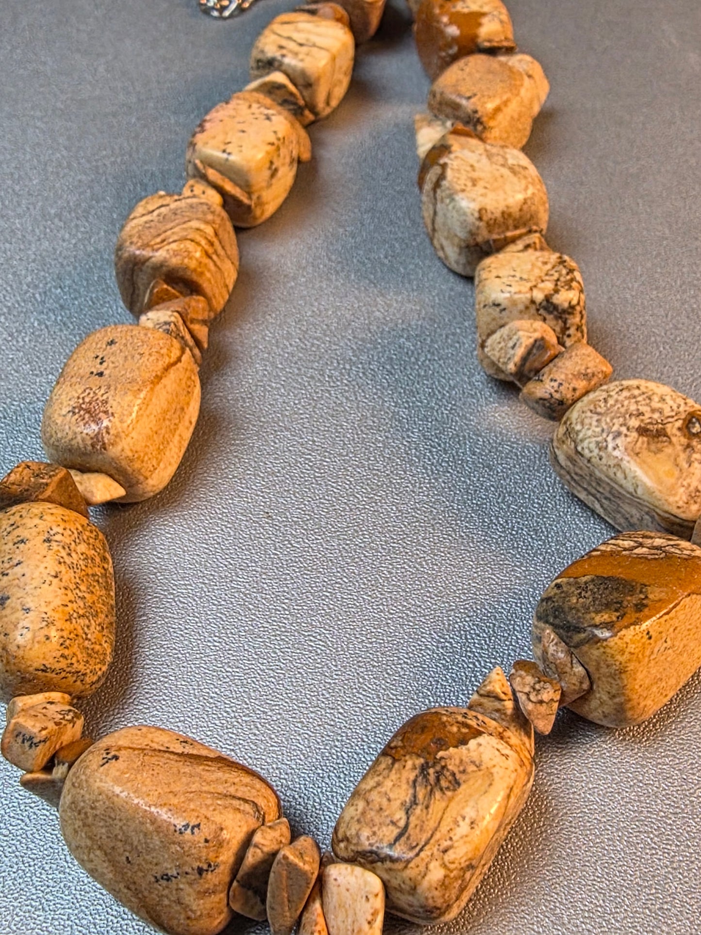 Natural Jasper Necklace Single Strand Faceted Beads