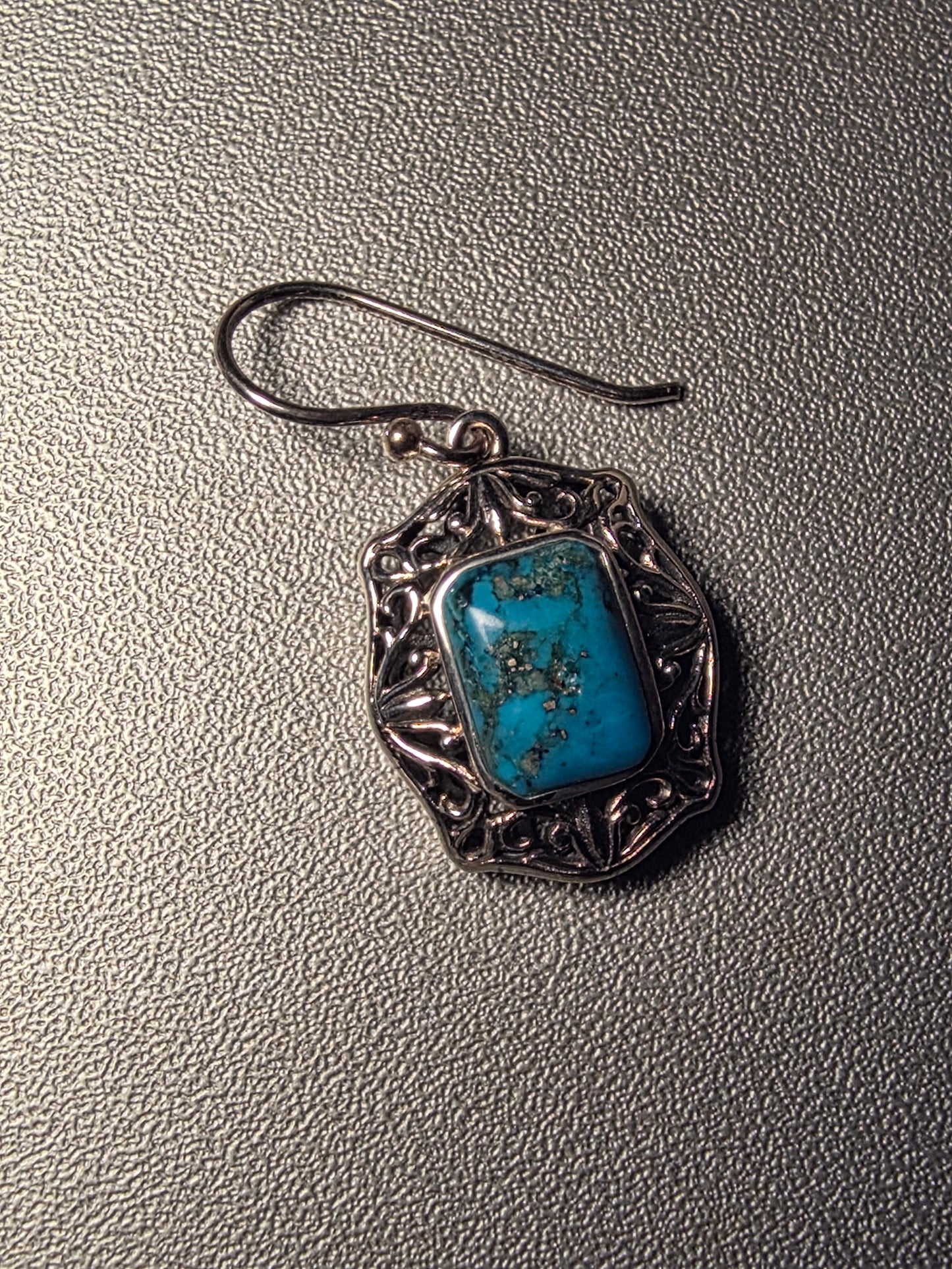 Turquoise Sterling Silver Rope Braid Framed Drop Earrings