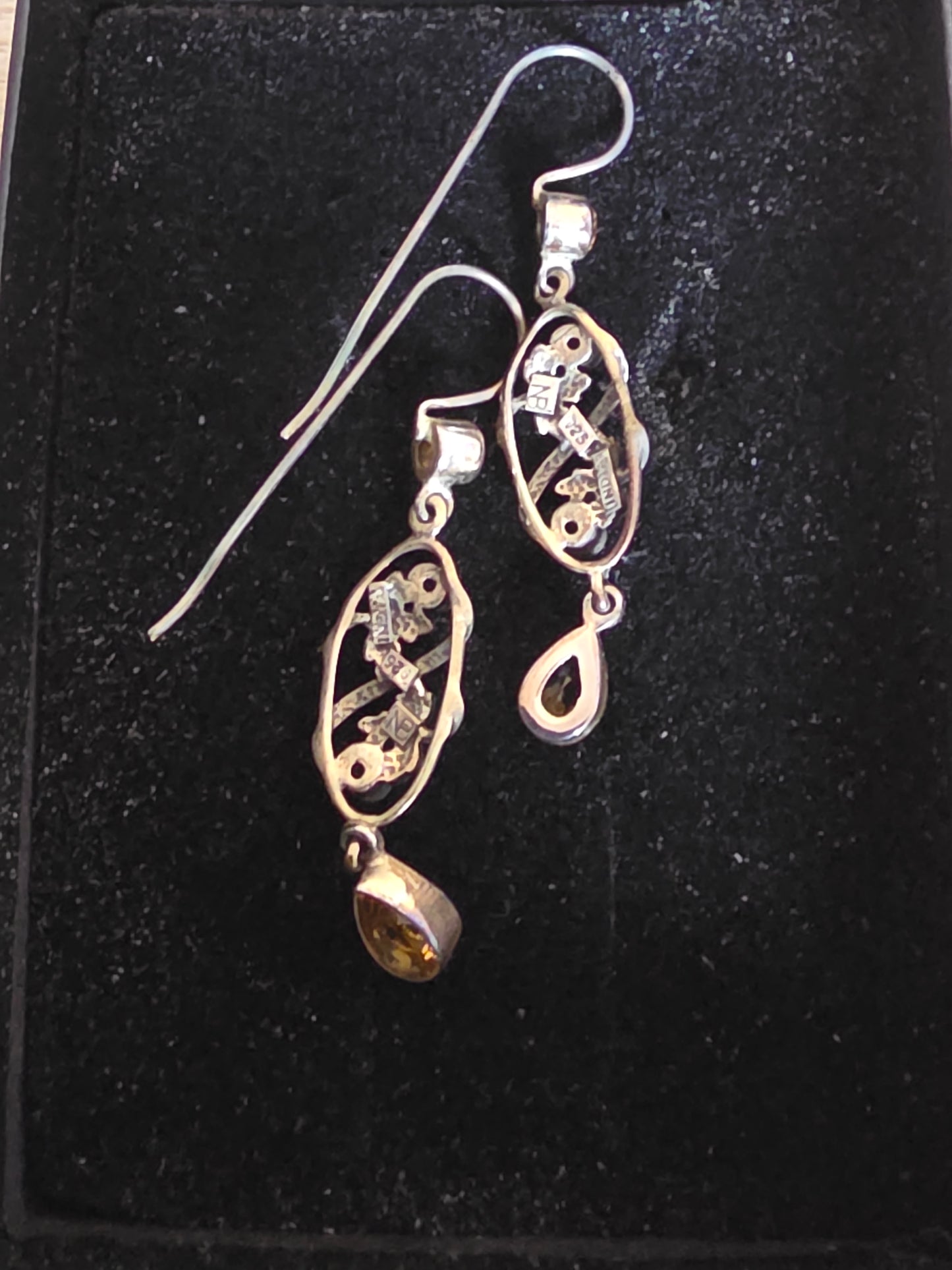 Vintage Sterling Nicky Butler Amethyst Peridot Leaf Long Dangling Earrings