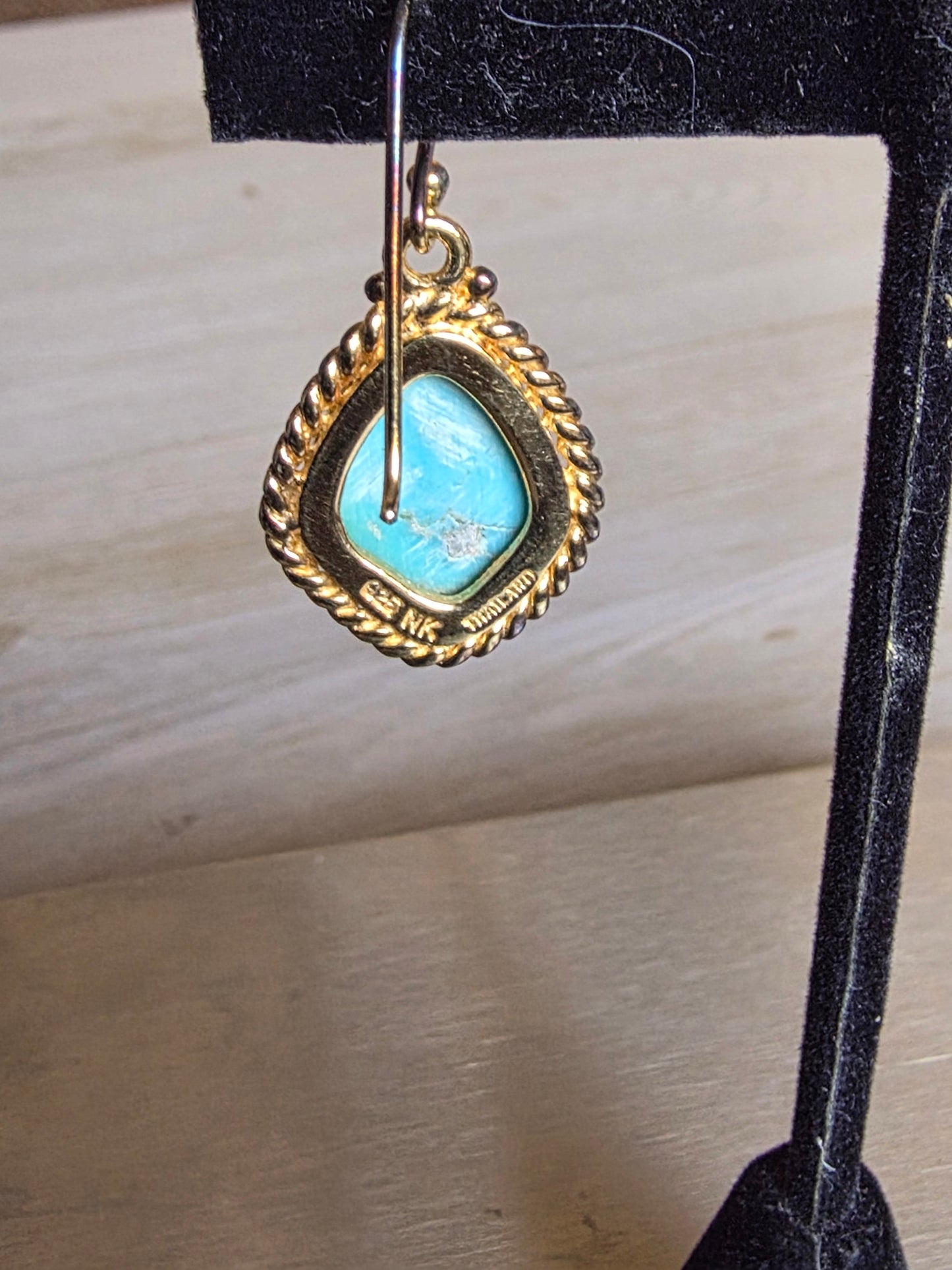 Sterling Silver Turquoise Vintage Earrings Gold Plated 925