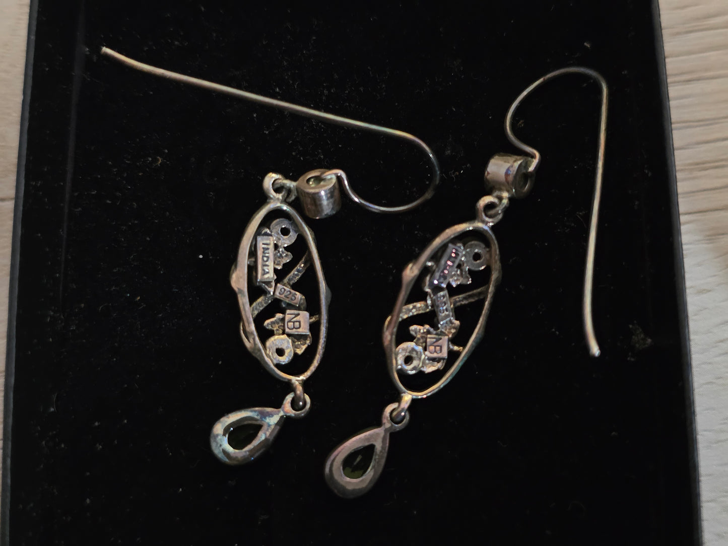 Vintage Sterling Nicky Butler Amethyst Peridot Leaf Long Dangling Earrings