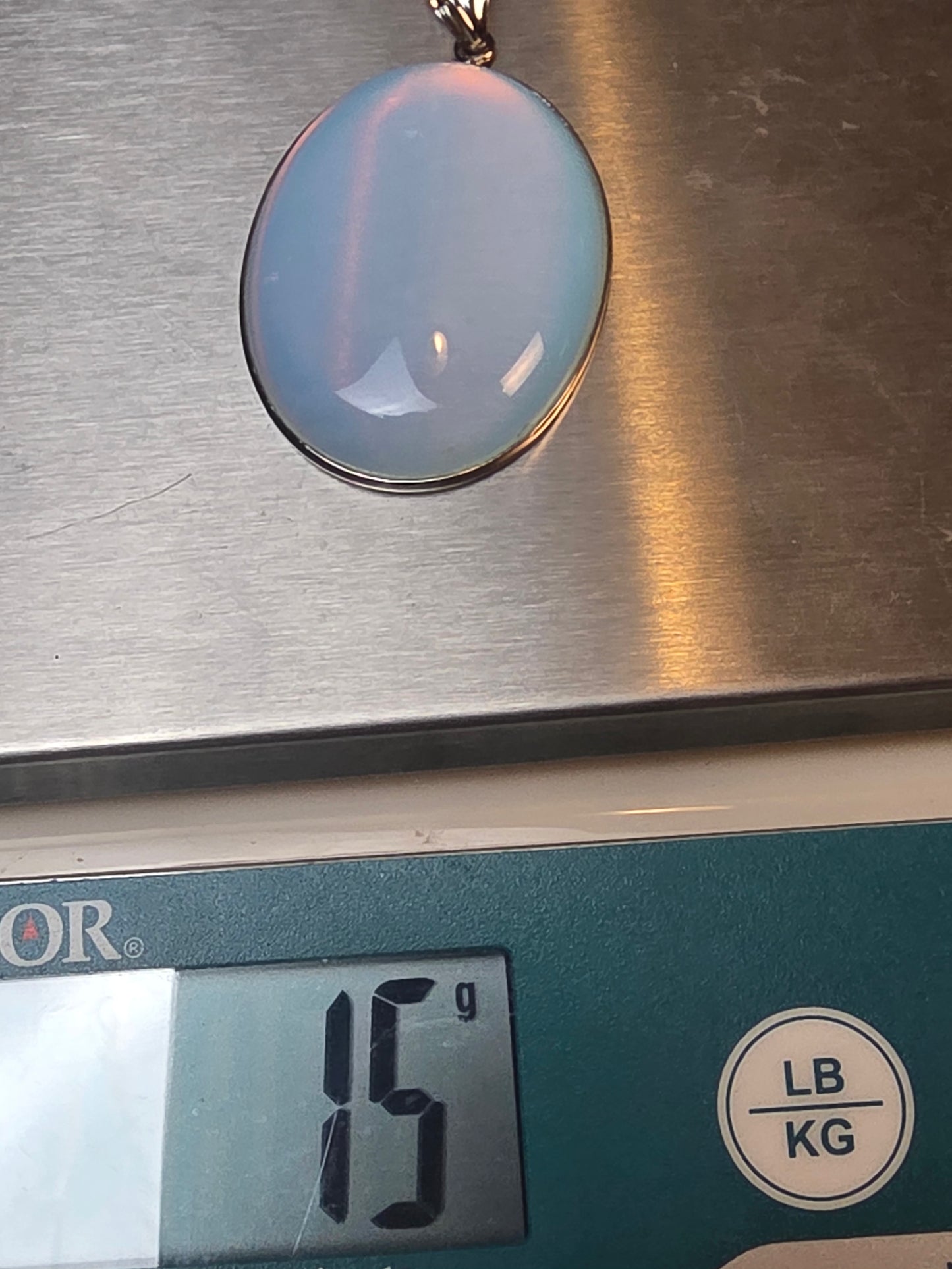 Milky Opalite Sterling Silver Pendant Handmade Oval Gemstone Jewelry