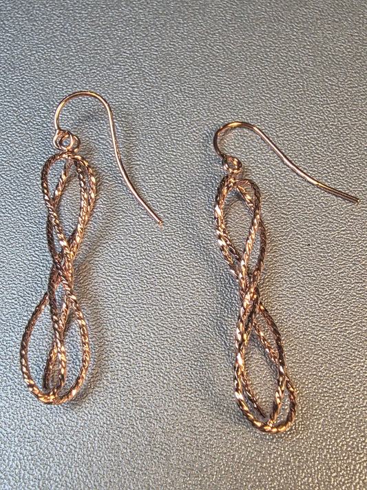 14k Gold twisted infinity dangle earrings
