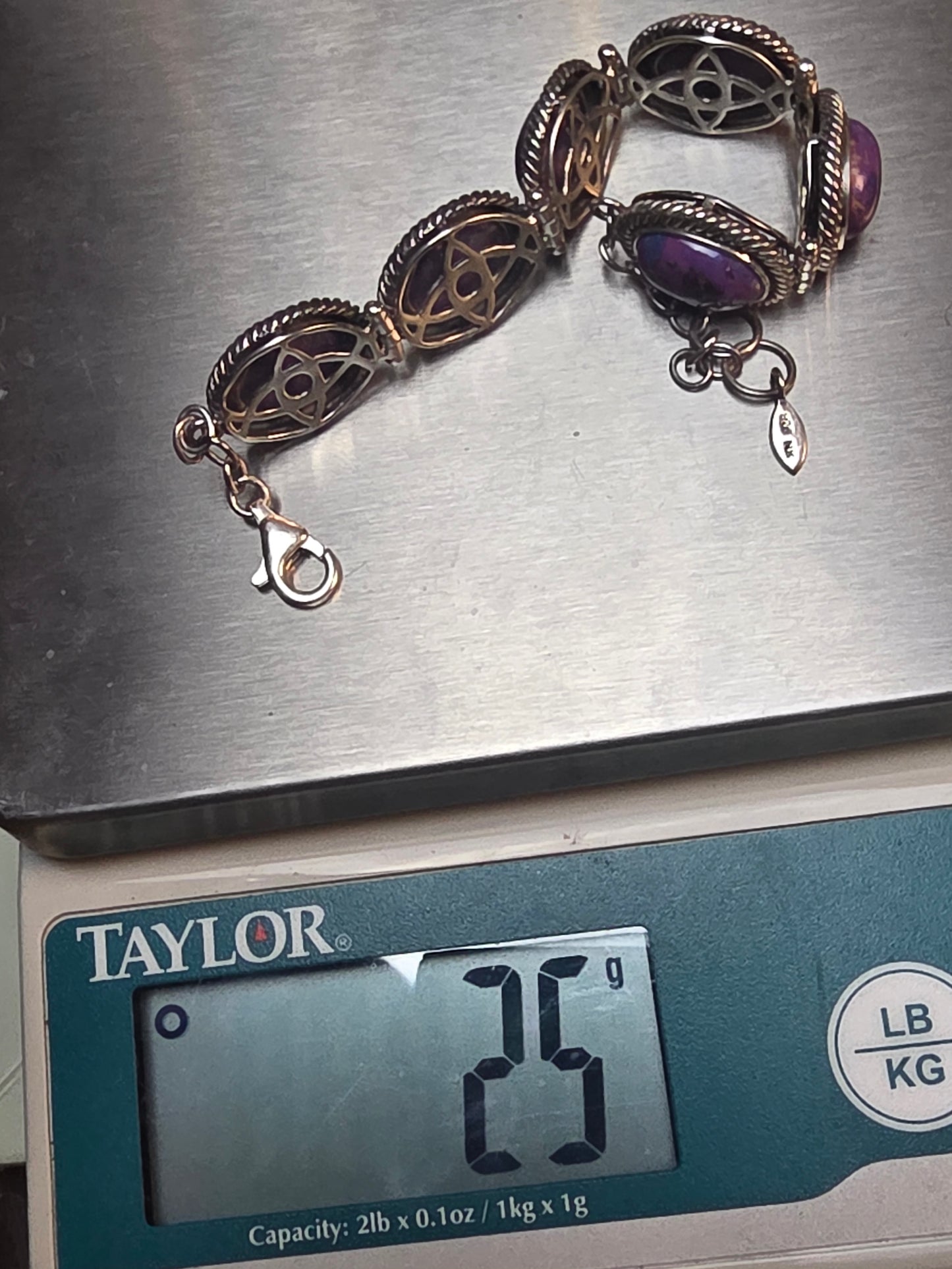 Purple Copper Turquoise Bracelet, 925 Sterling Silver Handmade Bracelet