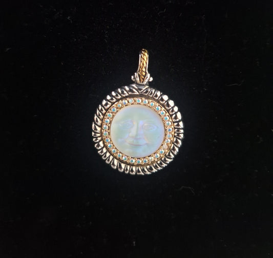 Kirk's Folly Crystal & Gold Tone Smiling Moon face Pendant