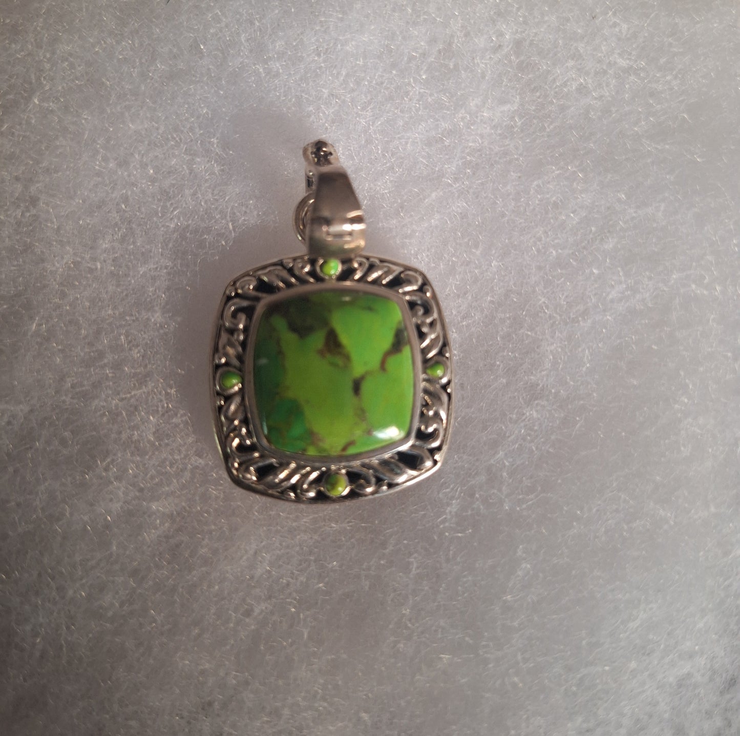 Sterling Silver Green Copper Pendant