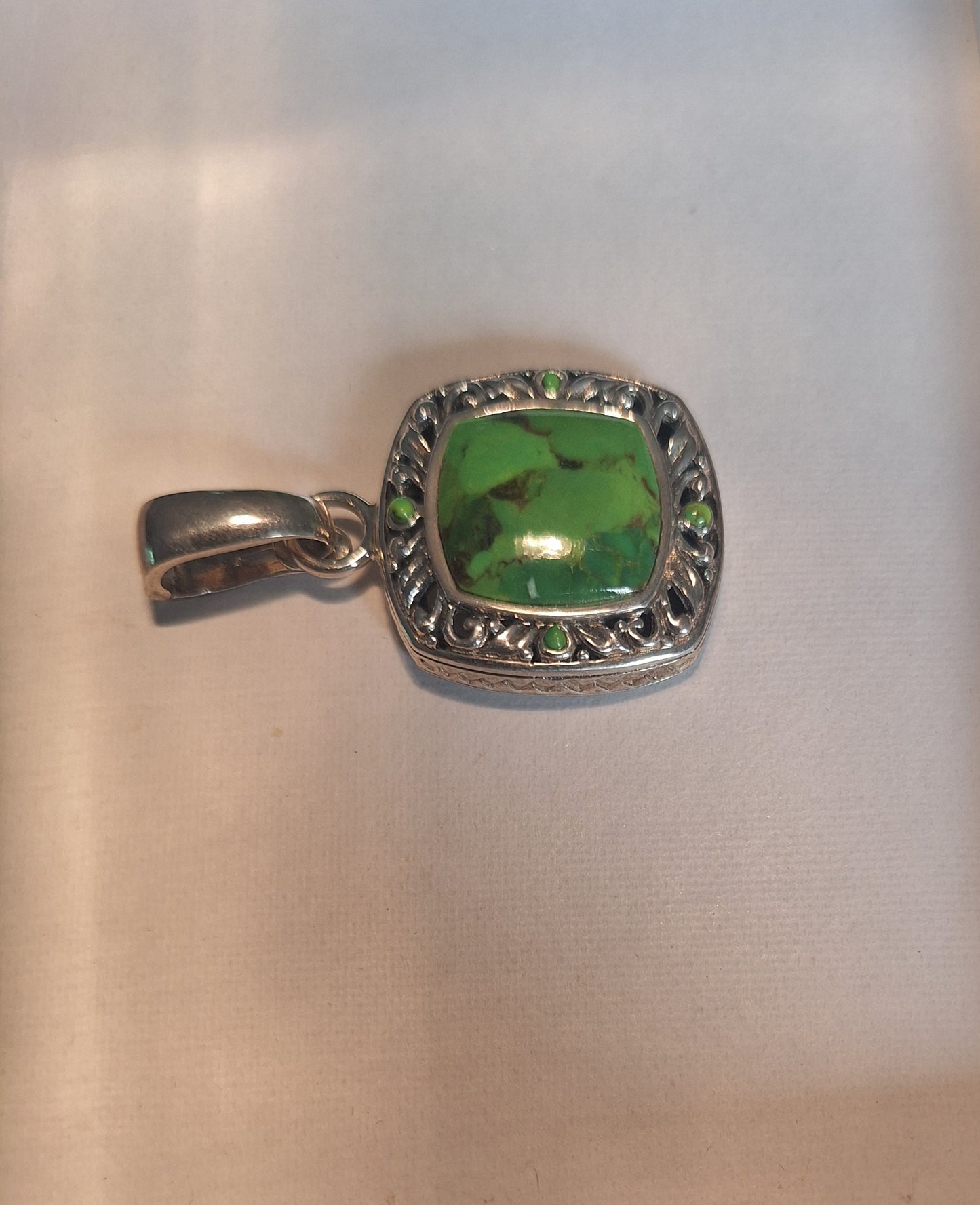 Sterling Silver Green Copper Pendant
