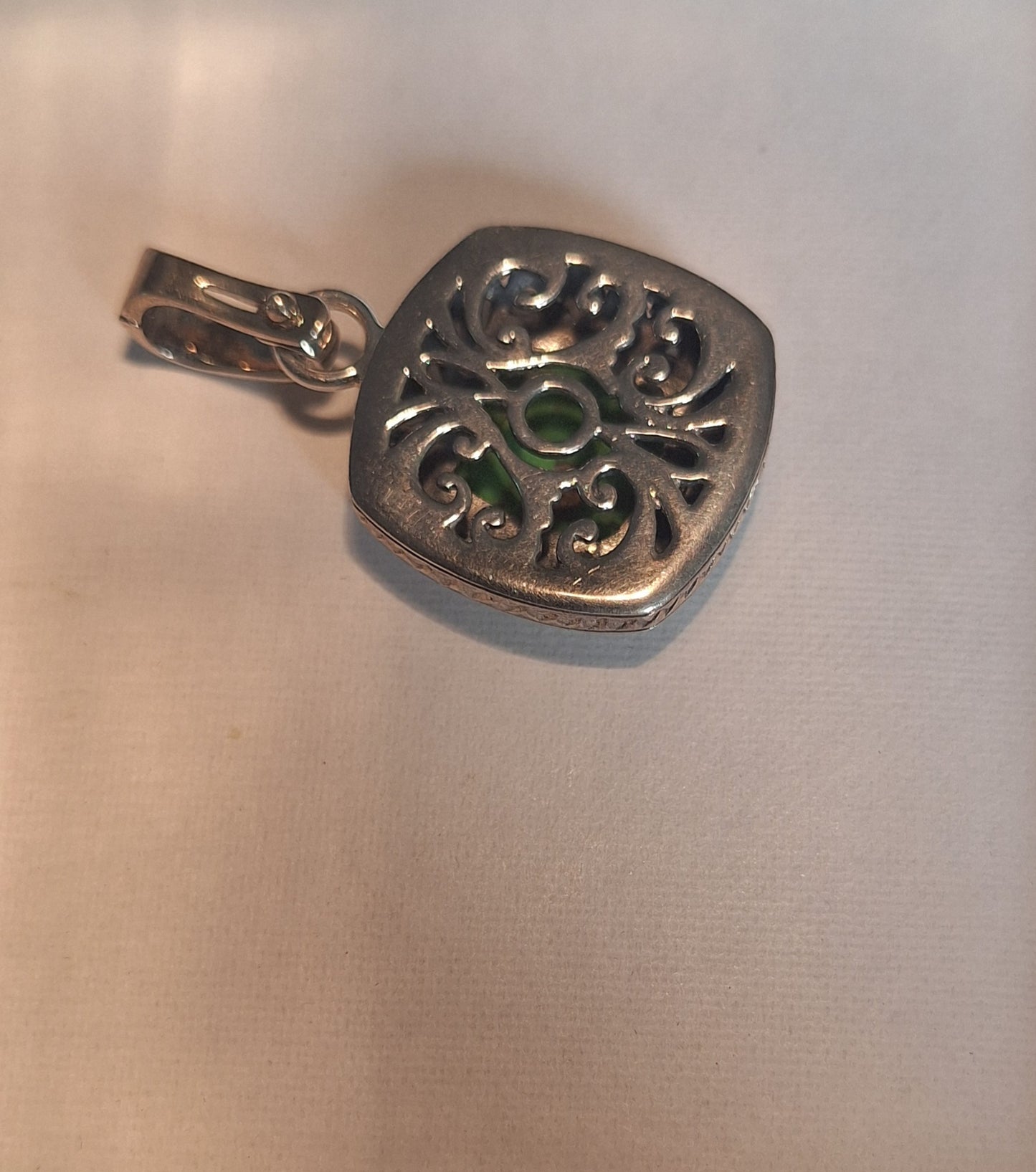 Sterling Silver Green Copper Pendant