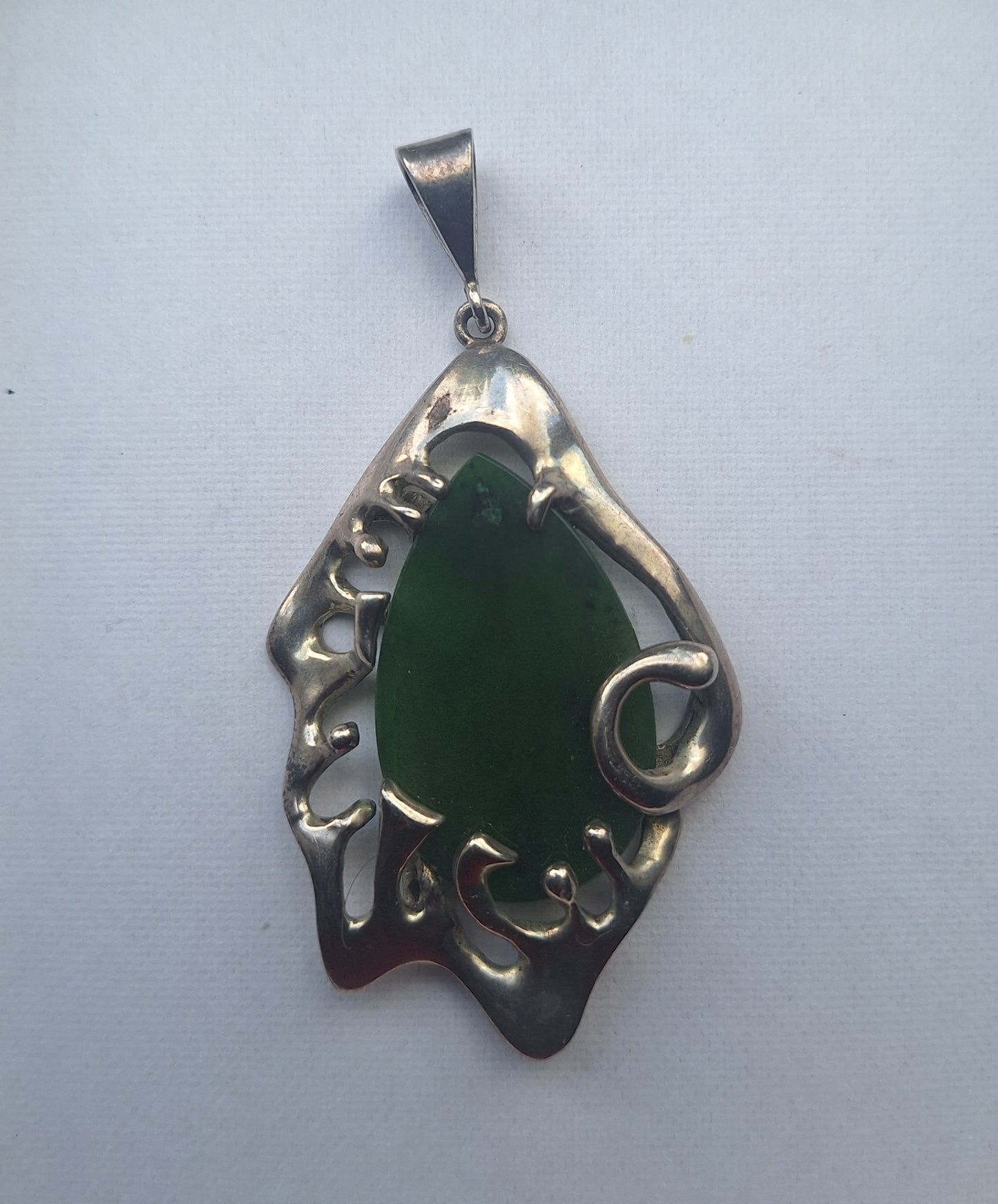 Sterling Silver Green Tear Drop Pendant