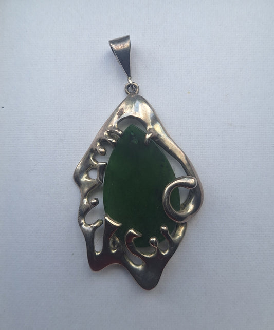 Sterling Silver Green Tear Drop Pendant