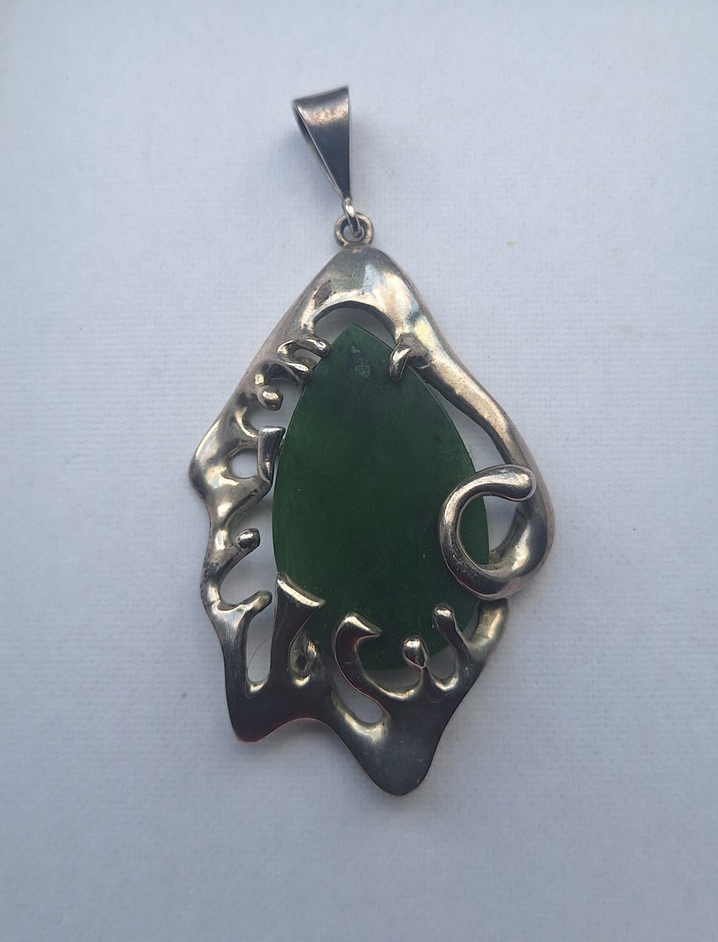 Sterling Silver Green Tear Drop Pendant