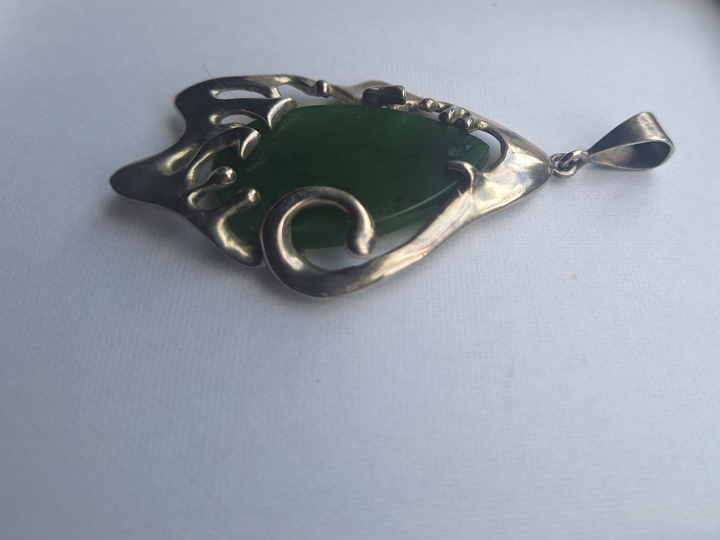 Sterling Silver Green Tear Drop Pendant