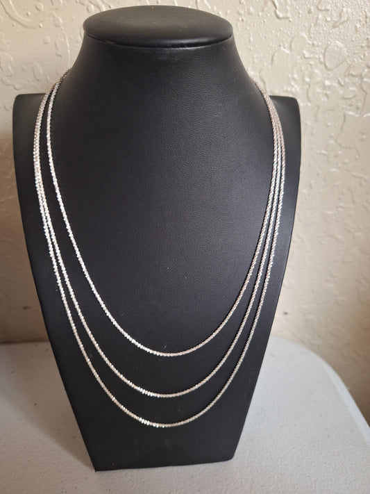 Sterling Silver Criss Cross Link Chain Set
