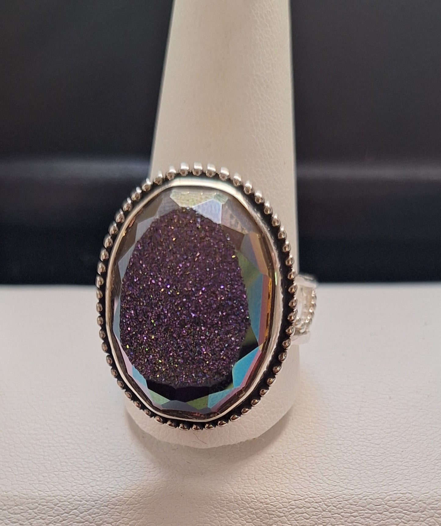 Colleen Lopez Sterling Silver 925 Purple Druzy Mystic Ring