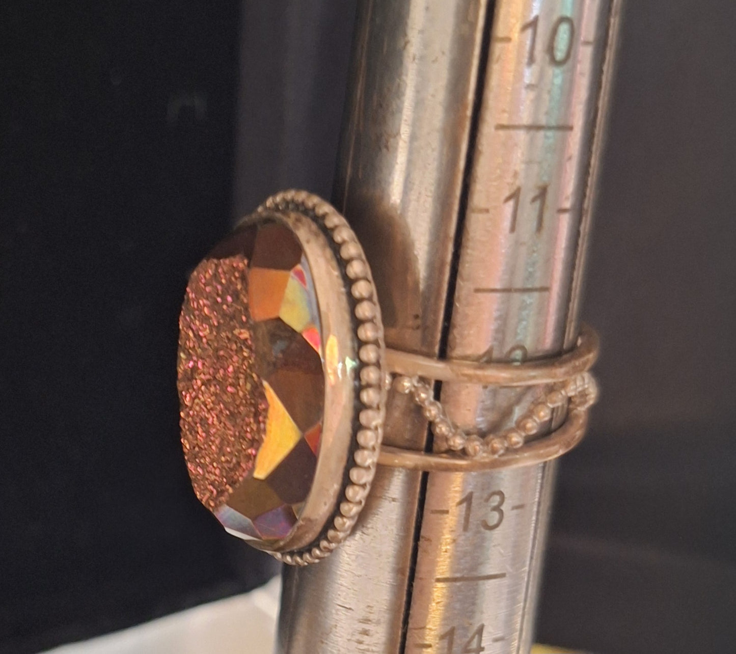 Colleen Lopez Sterling Silver 925 Pink Druzy Mystic Ring
