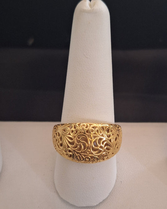 Pz Sterling Silver filigree Gold Toned Ring