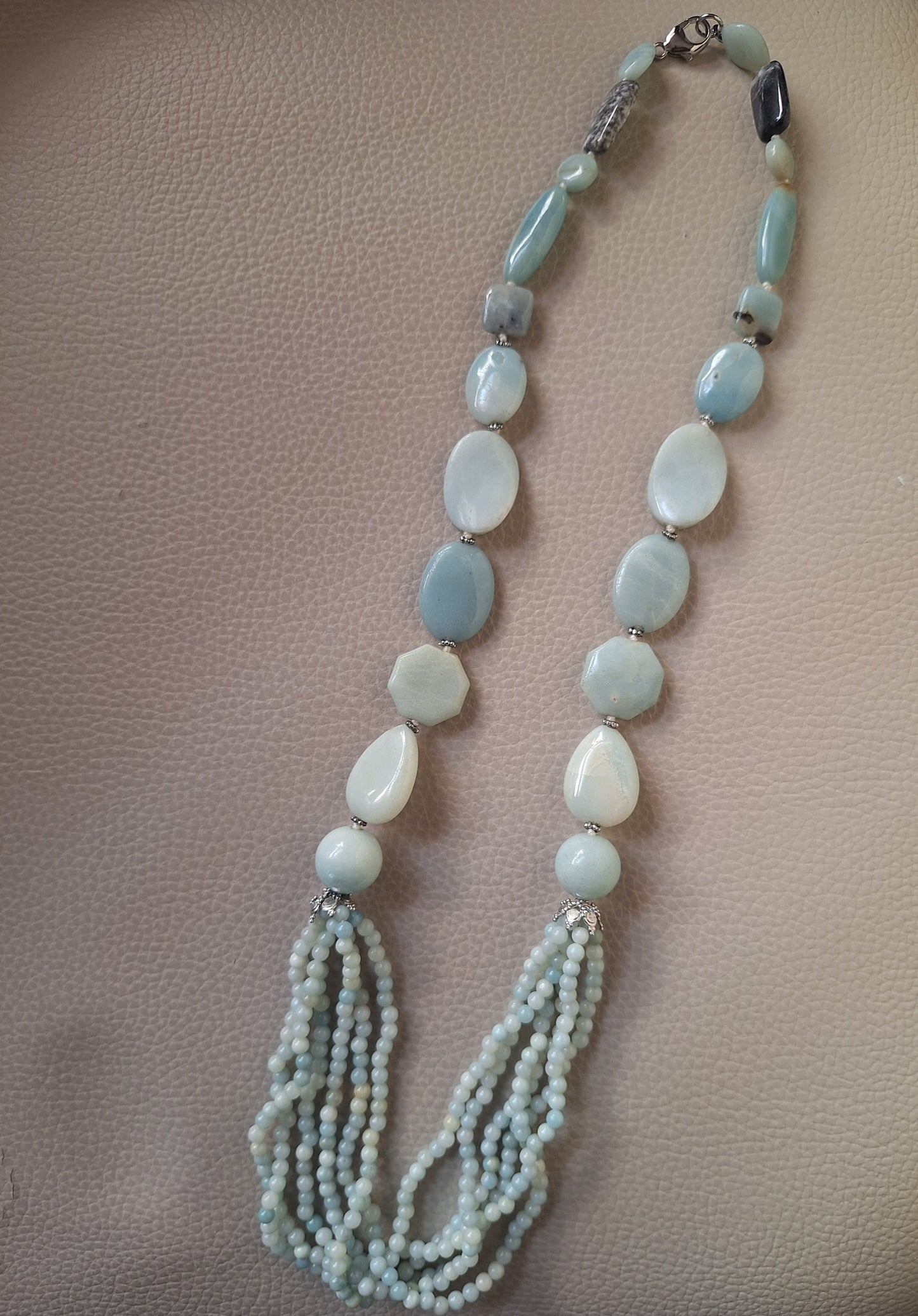 925 Sterling Silver And Jadeite Beaded Necklace