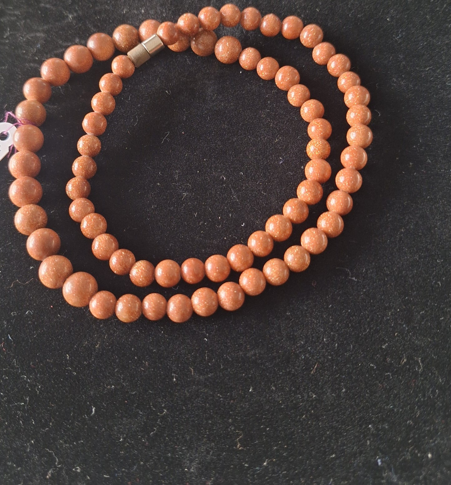 Vintage Chinese Goldstone Necklace silver Clasp