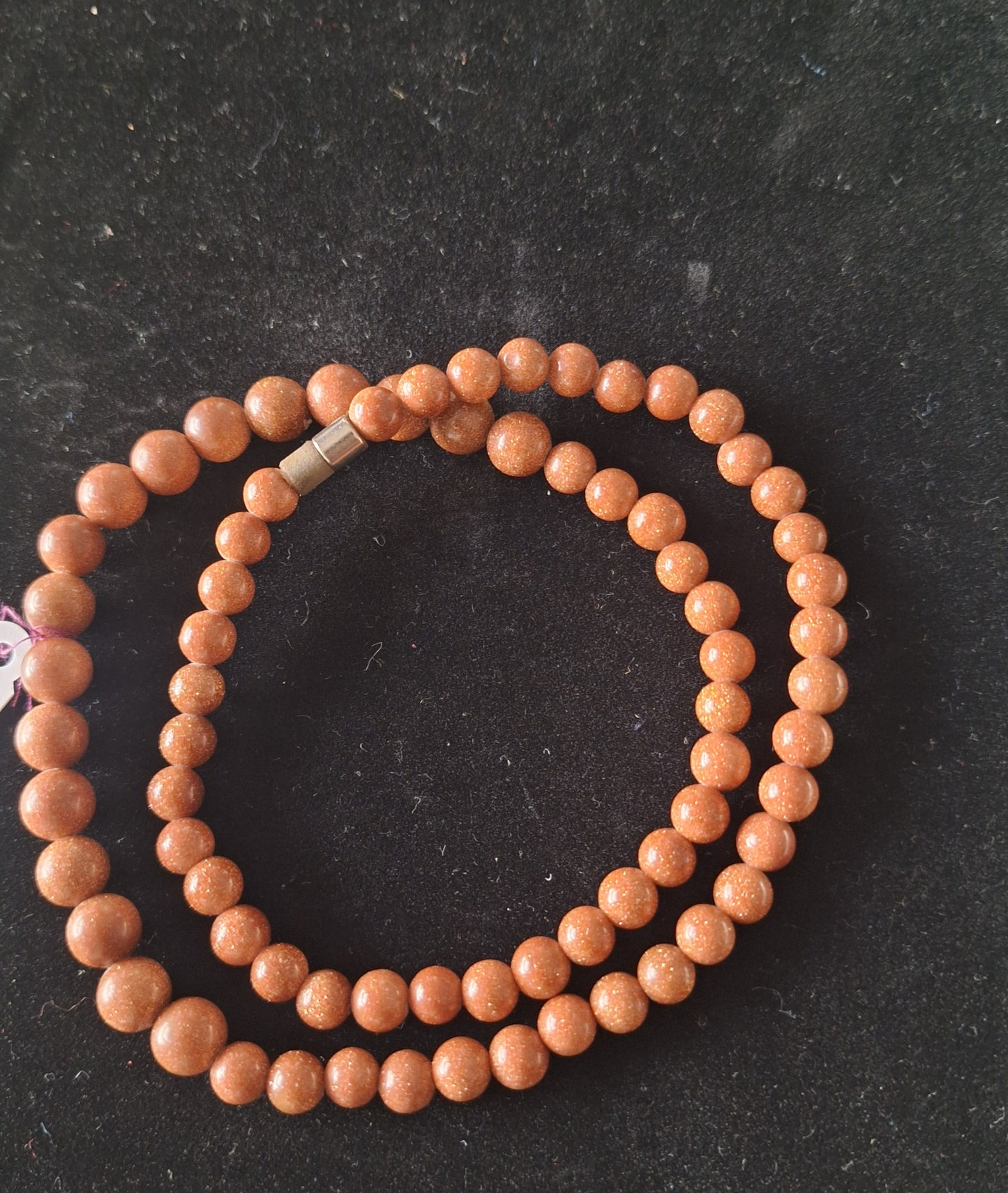 Vintage Chinese Goldstone Necklace silver Clasp