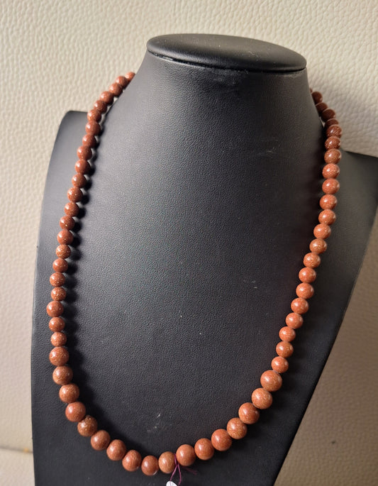Vintage Chinese Goldstone Necklace silver Clasp