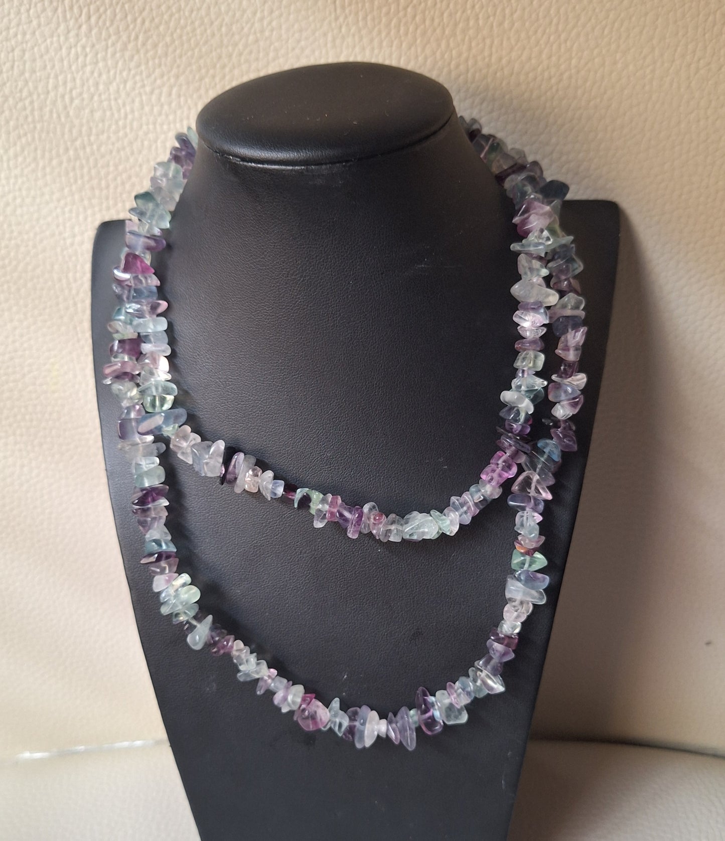 Single Strand Amethyst Chip Necklace Polished Stones Boho