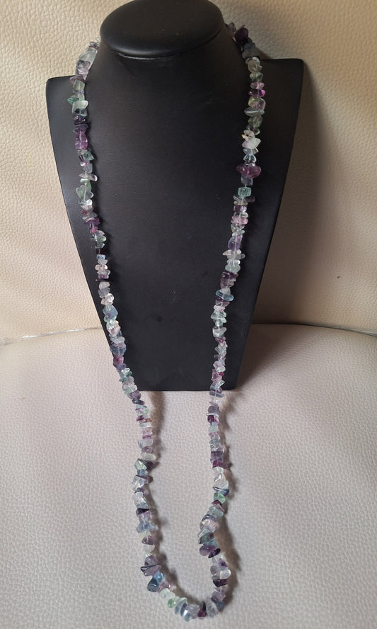 Single Strand Amethyst Chip Necklace Polished Stones Boho