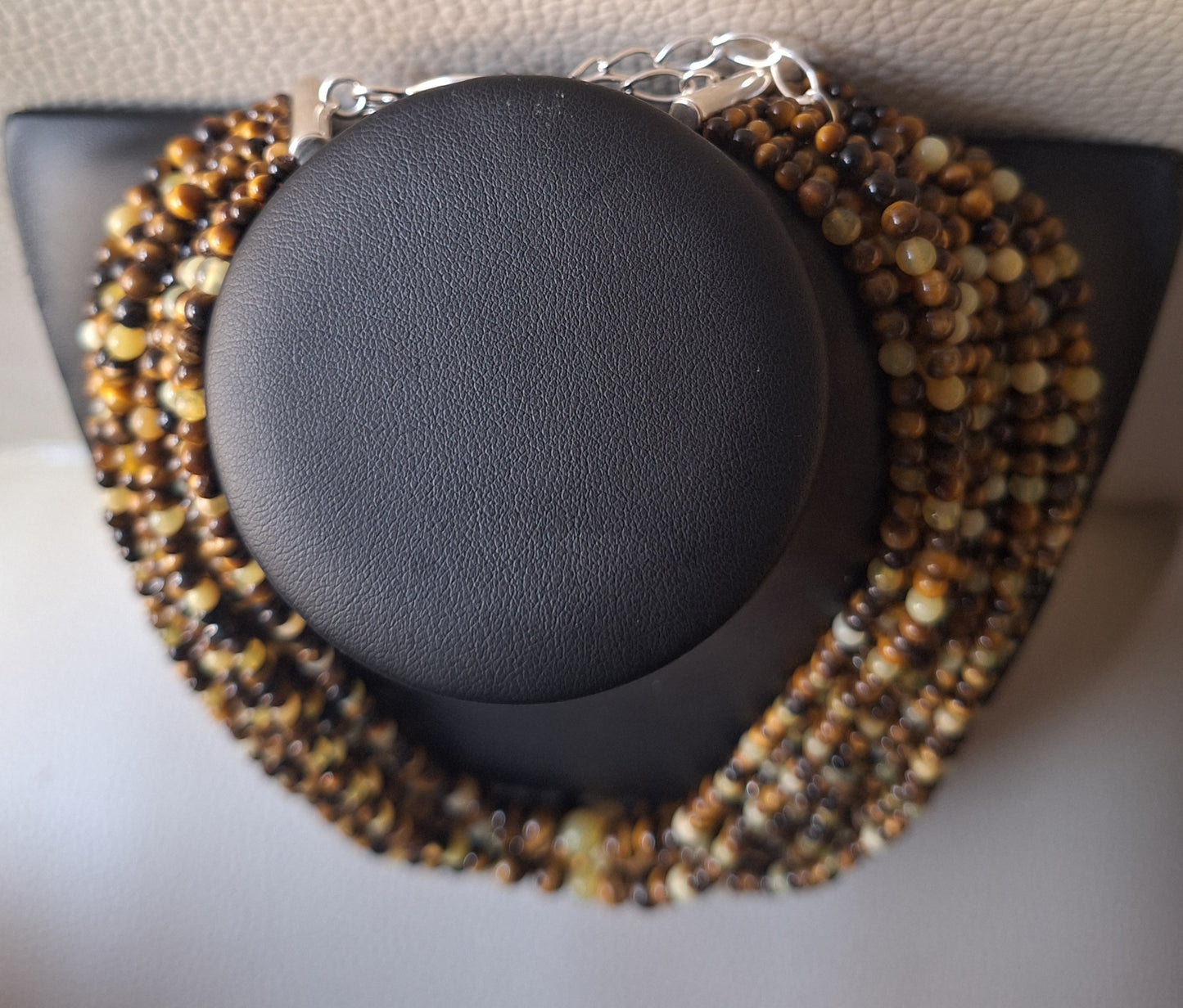 JAY KING DTR Sterling/Tiger Eye/Yellow Opal Bead Necklace-10 Strand