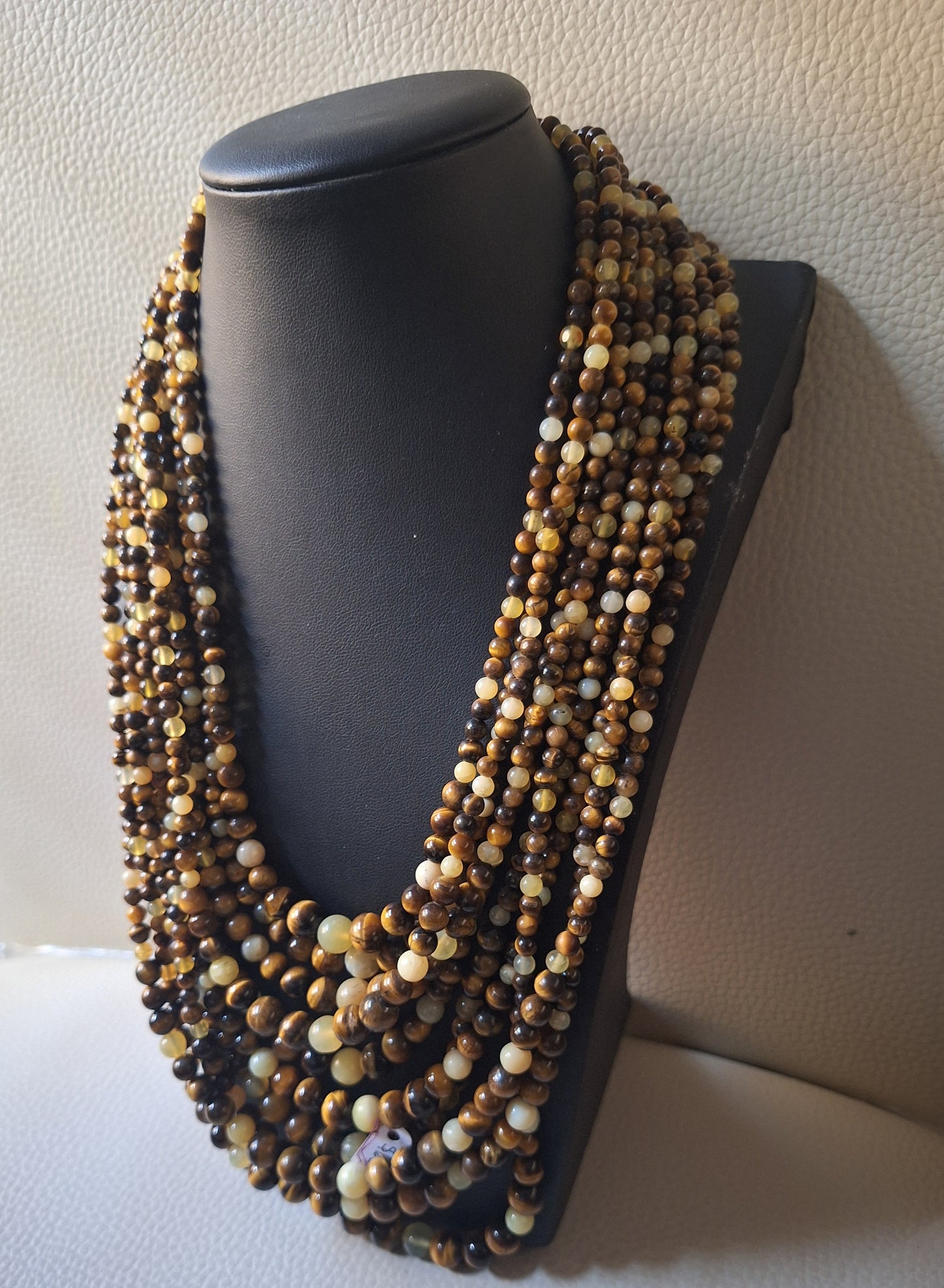 JAY KING DTR Sterling/Tiger Eye/Yellow Opal Bead Necklace-10 Strand