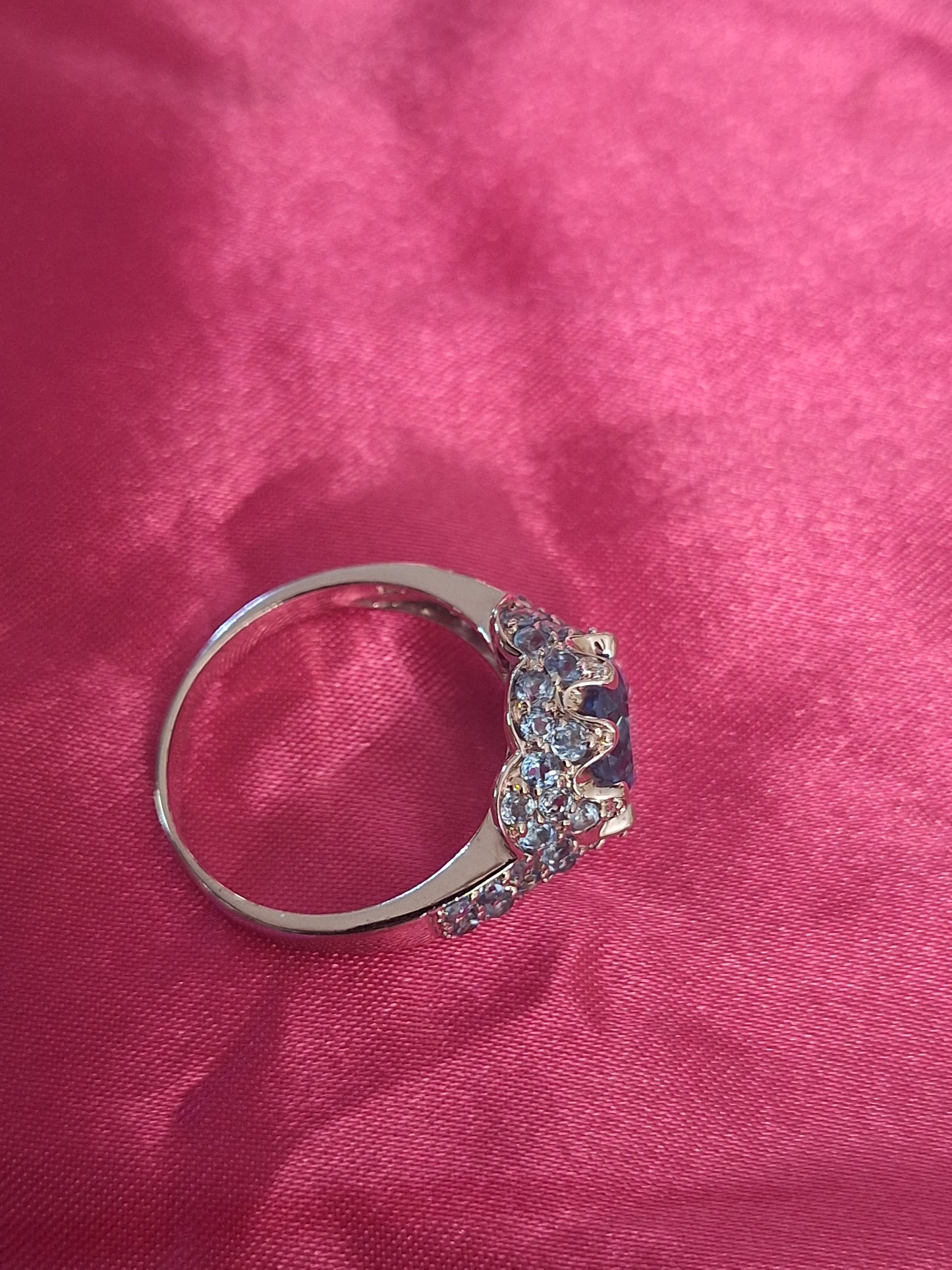 925 Sterling Silver Natural Heated Blue Topaz Crown