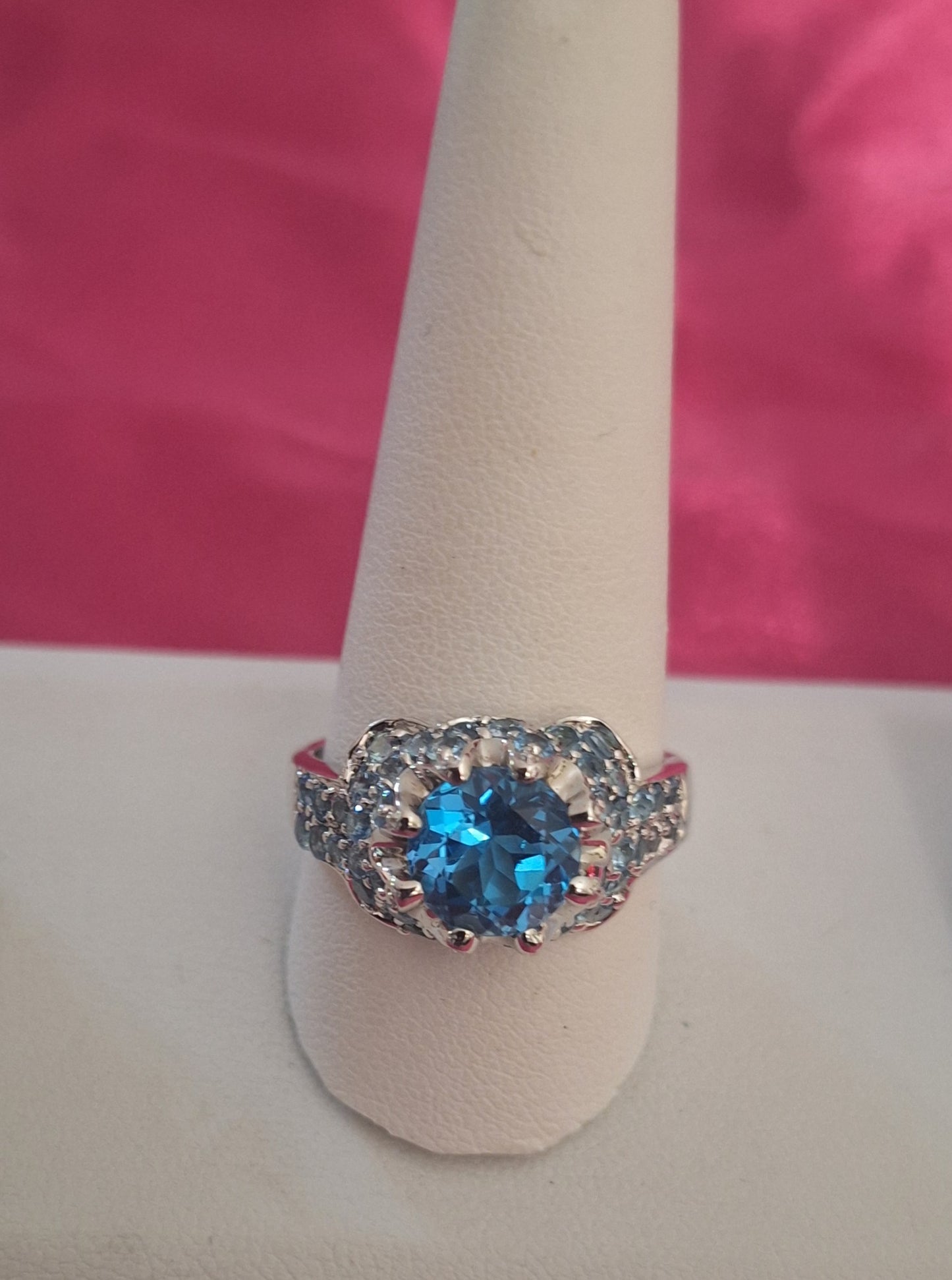 925 Sterling Silver Natural Heated Blue Topaz Crown