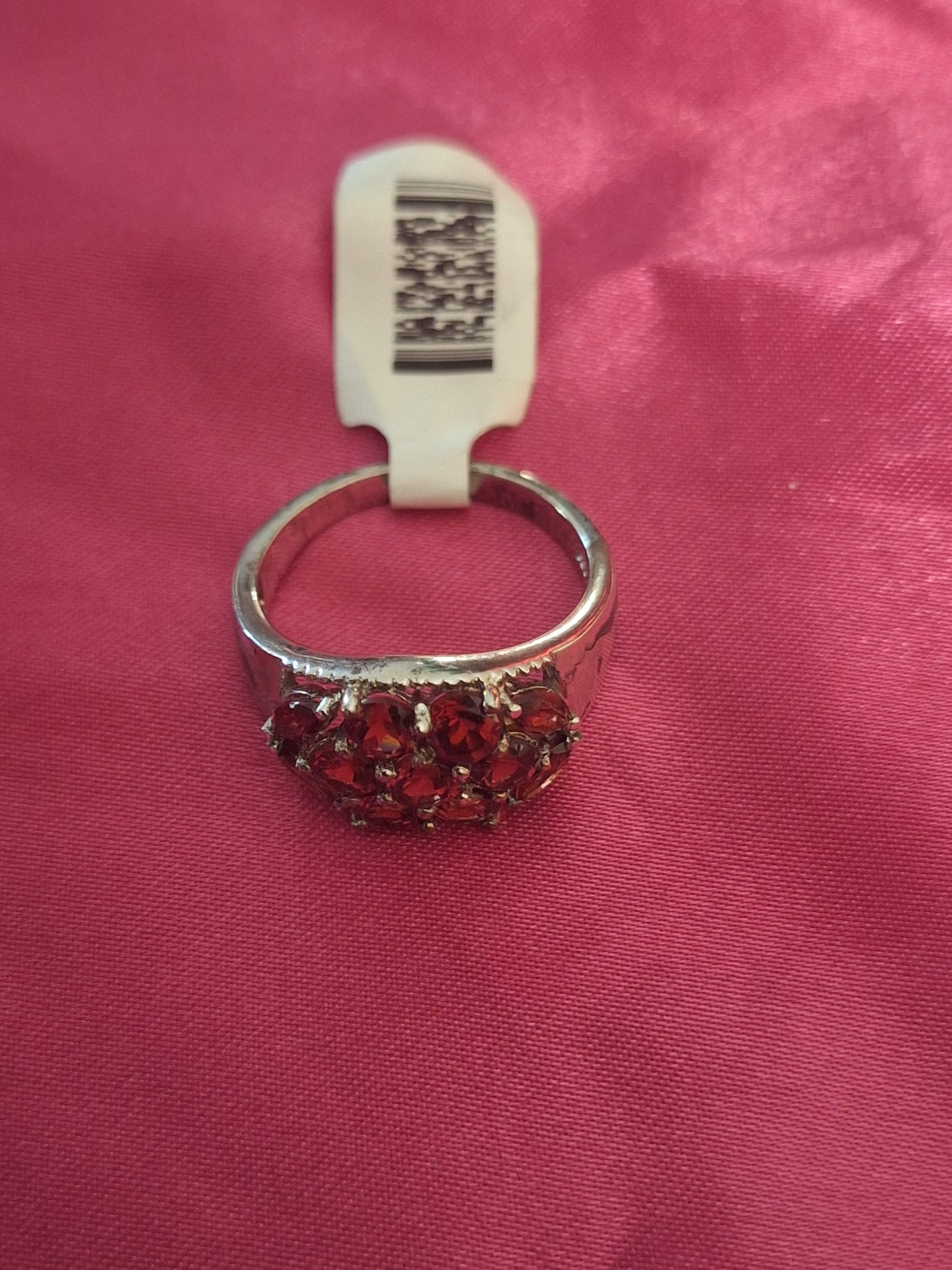 Vintage 925 Garnet Cluster or Amethyst Cluster Ring