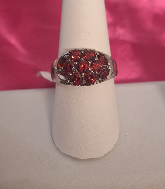 Vintage 925 Garnet Cluster or Amethyst Cluster Ring
