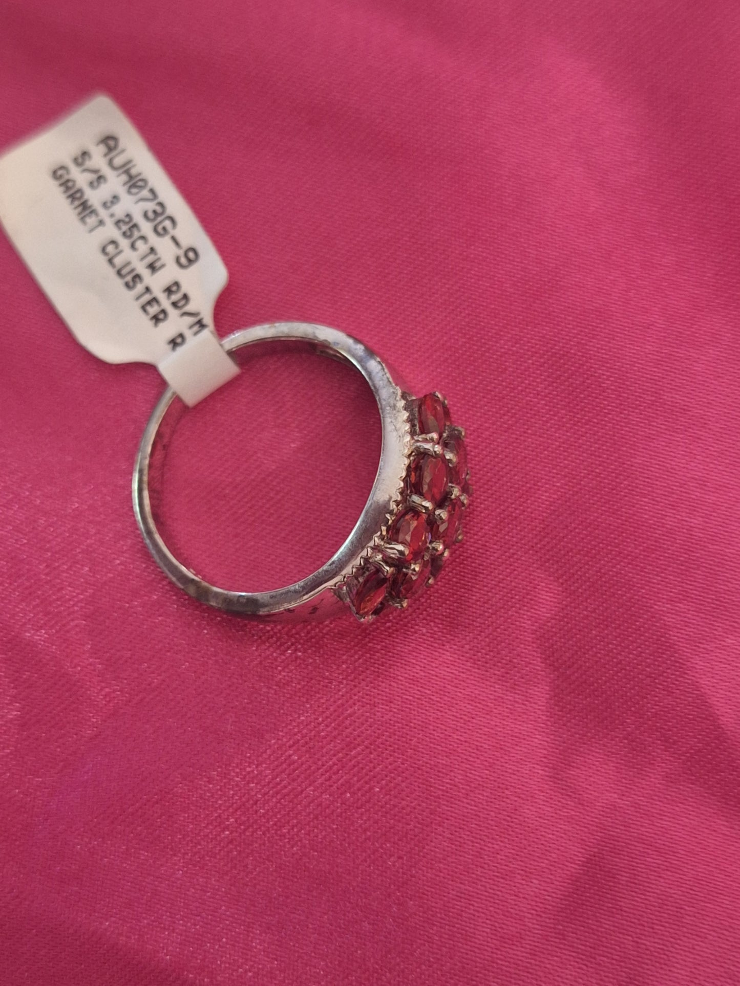 Vintage 925 Garnet Cluster or Amethyst Cluster Ring