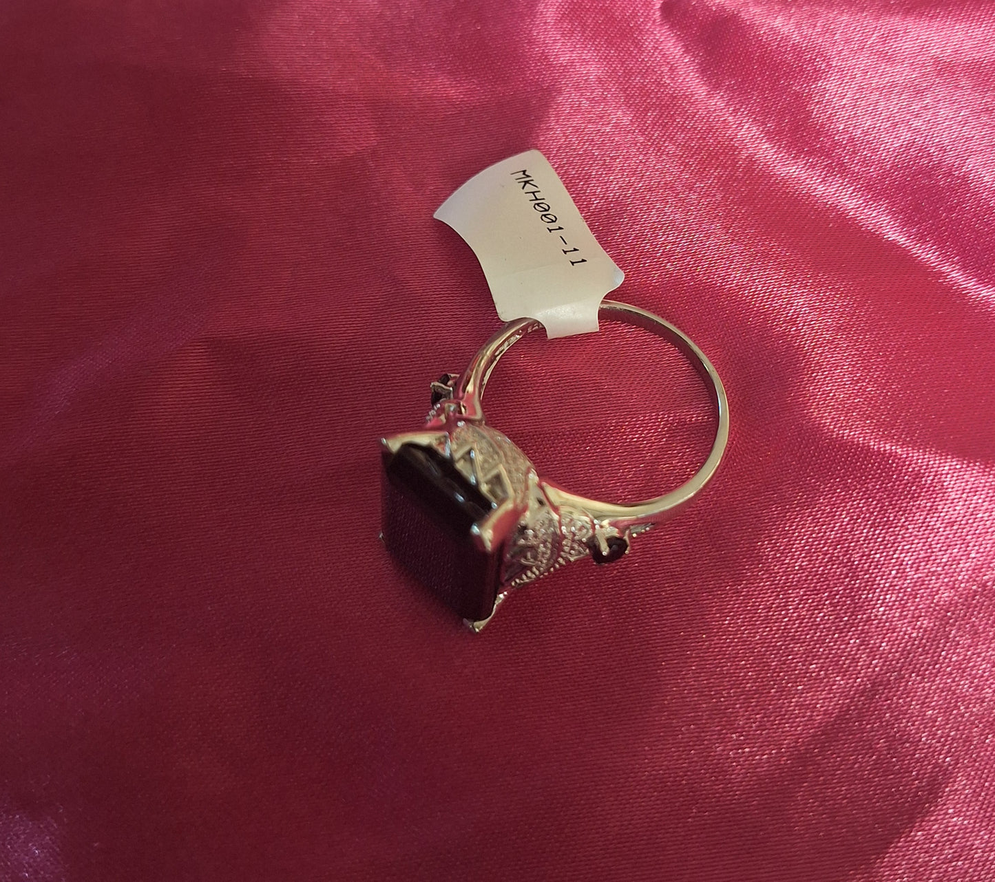 Emerald Cut Natural Black Spinel Ring