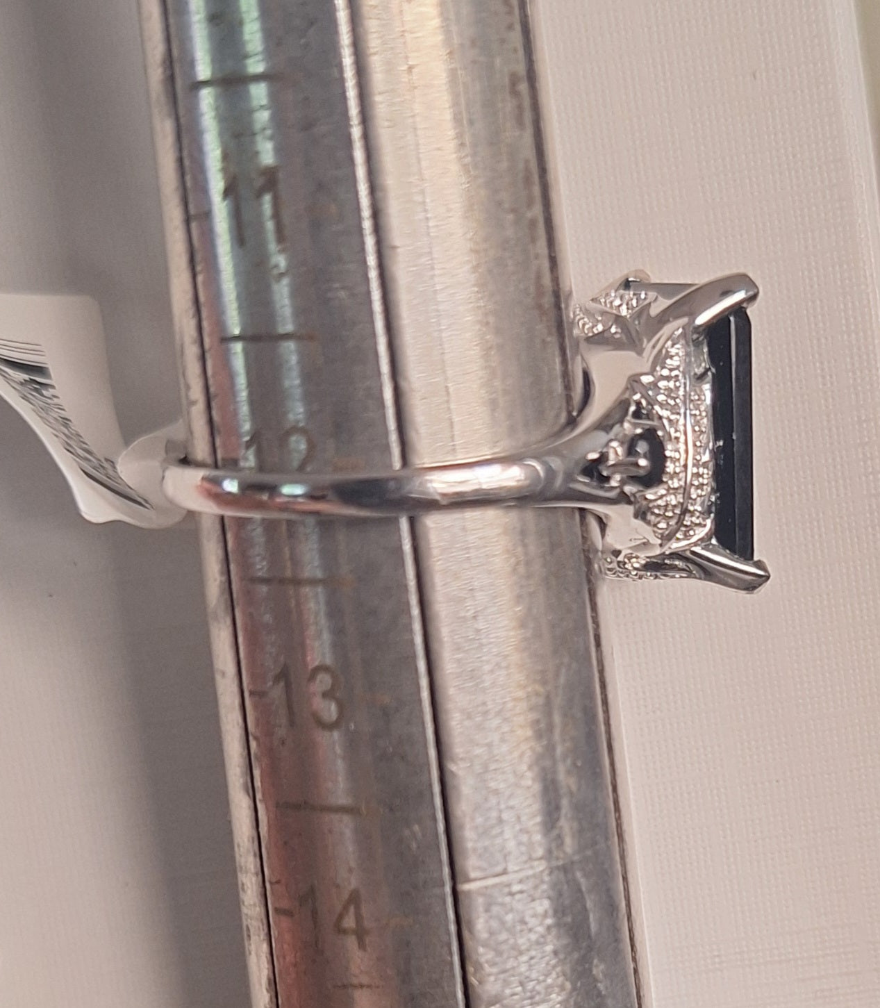 Emerald Cut Natural Black Spinel Ring