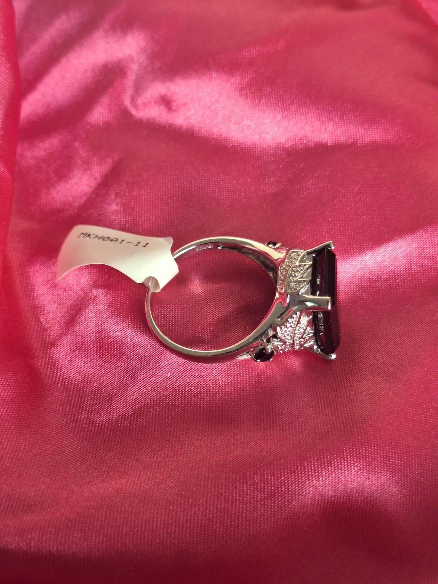 Emerald Cut Natural Black Spinel Ring